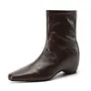 Novas Botas Slimming Versáteis Retro Francesas Minimalistas Exquisite Temperamento Estilo Coreano Botas Femininas 5CM/Ameixa Botas de Cano Curto Slimming