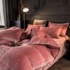 Otoño e invierno engrosado bebé Terciopelo Bordado puro terciopelo de leche terciopelo de cristal terciopelo Falei juego de cuatro piezas funda de edredón cálida sábana fabricantes