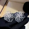 Combinación Sobresaliente Flor de Acrílico con Circonita Perla Pendientes Clip Estilo Dulce Francés Pendientes Joyería para Orejas de Lujo Ligero Gama Alta