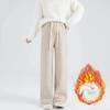 [Personalizado] Calça Reta de Outono e Inverno para Gestantes, Estilo Popular da Internet, Forrada com Lã, Quente, com Fecho de Botão de Nariz de Porco, Textura Pegajosa, Pode Ser Usada Antes e Depois da Gravidez