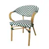 Mesa y Silla de Estilo Francés para Exterior Balcón Silla de Ratán Silla de Ratán Juego de Tres Piezas Cafetería Tienda de Té con Leche Casa de Huéspedes Silla de Comedor Vintage para Exterior