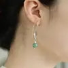 Brincos Gancho Retro Folha Jade Prata 925 Luxo Acessível Estilo Nacional Nova Chinoiserie Brincos Versáteis Elegantes