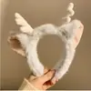 Diadema de lavado de cara con cuernos de dragón de dibujos animados, diadema para el pelo de gato de felpa, diadema de asta, diadema de máscara de color de caballo, actuación navideña