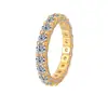Anillo de Plata de Ley S925 con Moissanita para Mujer, Lleno de Diamantes, Anillo de Fila Elegante, Anillo para Mujer Chapado en Platino
