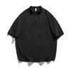 Estilo Vestido 2025 Verano Nuevo Estilo Japonés Retro Bolsillo Diseño de Brazalete Semi-cárdigan Cuello Alto Manga Corta Camisa para Hombre