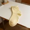 Calcetines para niños Calcetines blancos de algodón puro Calcetines para niños Encaje Calcetines blancos acanalados de burbujas para estudiantes