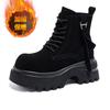 Botas Martin de Cuero Suave Mate con Punta Ancha para Mujer 2025 Nuevo Estilo Moda Versátil Plataforma de Aumento de Altura Botines de Suela Gruesa