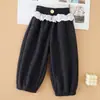 Pantalones Florales de Terciopelo para Niñas Otoño e Invierno Ropa Exterior para Bebés Pantalones Largos Cálidos Pantalones Casuales Estilosos para Niños con Adorno de Encaje