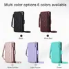 Adecuado para funda de cuero para iPhone 17, Samsung S26 patrón de lichi forma de diamante pequeña cremallera estilo Chanel funda protectora cruzada A27