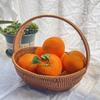Cesta de Frutas Tejida de Mimbre Sintético Cesta de Verduras Cesta de Recolección Pastoral Reforzada Cesta de Flores Cesta Tejida de Plástico Cesta de Atrezo Cesta de Compras Portátil