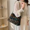 Bolso bandolera de gran capacidad para mujer, bolso de hombro de punto con banda ancha, combinable, 2024