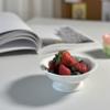 Bandeja pequeña de porcelana fina de 4.5 pulgadas plato de fruta retro blanco puro pequeño con pie alto plato para pastel postre tazón para helado candelabro