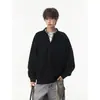 Sudadera juvenil de otoño de talla grande, holgada, de dos piezas falsas, con empalmes, cuello en V, manga larga, cordón de ajuste