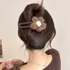 Presilha de bico de pato marrom de cachorro coreano, presilha elegante para coque torcido, presilha de cabelo volumizadora para a parte de trás da cabeça, acessório de cabelo de alta qualidade