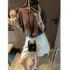 Mochie Estilo Libre de Espíritu Retro Americano Perezoso Estampado de Letras Cuello Redondo Holgado Manga Corta Camiseta Mq1472