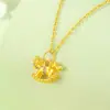 Colgante de Unicornio Chapado en Oro y Plata de Oro Puro 999 Jiu Fengxiang Caballo del Zodiaco Dorado Cadena Dulce y Linda para Clavícula para Novia
