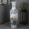 Jarrón Grande de Pie de Cerámica de Jingdezhen con Paisaje Pastel Pintado a Mano, Jarrón de Porcelana para Ceremonia de Apertura, Adorno Decorativo de Sala de Estar Estilo Chino