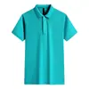 Nova camisa polo casual de algodão puro para o verão de 2022, gola com fenda, leve luxo, cor sólida, manga curta, estampada, publicitária, cultural