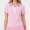 Camisa Polo Esportiva Transfronteiriça de Secagem Rápida para Mulheres Verão 2025 Camiseta de Manga Curta Gola Lapela Solta Casual Versátil Top para Uso Externo