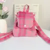 Mochila Leve Xadrez Estilo Coreano Ins, Bolsa Tote Versátil Simples para Mulheres, Mochila Estudantil de Alto Valor e Grande Capacidade