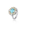 Producto de transmisión en vivo de alta gama y moderno: un conjunto de anillo y colgante de topacio azul simulado, que irradia lujo y elegancia, un accesorio versátil