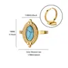 Anillo Retro Europeo y Americano Transfronterizo con Incrustaciones de Pavo Real Turquesa Oro 18K Acero Inoxidable Joyería Joyería al por Mayor