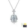 Collar de plata de ley S925 con moissanita en forma ovalada para mujer, diseño de corona vintage, cadena ligera de lujo para la clavícula, stock de fábrica al por mayor