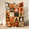 Manta de Franela de Fantasma de Dibujos Animados de Halloween Manta Espesa Creativa con Patrón de Calabaza para Oficina Manta de Siesta