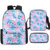 Mochila Infantil Hot Stilwell Transfronteriza de Alta Capacidad Casual Estampada Mochila Escolar Set de Tres Piezas para Estudiantes de Primaria y Secundaria