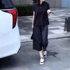 25329 Big Beauty Yiyuan 2025 Verano Nuevo Polo Suelto Manga Corta Casual Pantalón de Pierna Ancha para Mujer a la Moda
