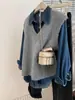 Chaleco Tejido Gris Estilo Japonés con Cuello en V para Mujer, Nuevo Chaleco Suéter Otoño Temprano 2026, Elegante Prenda para Superponer