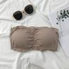 Verano Hilo Algodón Puro Envoltura de una palabra Pecho Tubo Sexy con Almohadilla para el Pecho Ropa Interior Push-up Sujetador Strapless para Mujer Antideslizante