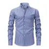Camisa masculina de manga longa com listras verticais, estampa digital, elasticidade em quatro direções, respirável e moderna, nova para primavera e outono, europeia e americana, transfronteiriça