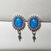 Accesorios para pendientes de botón de perla DIY Aguja de plata de ley S925 Soporte vacío de perla ópalo Soporte para pendientes de botón de pino verde Venta directa de fábrica