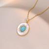 Collar para Mujer Europeo y Americano Ins Simple Geométrico Transfronterizo Turquesa Oval Zircón Colgante Collar Elegante Cadena Clavícula