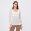 Camiseta deportiva ajustada de manga larga para mujer, cuello redondo, largo medio, sexy, ajustada, para fitness, camiseta de yoga de secado rápido.