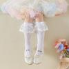 Botas Calcetines de Encaje de Algodón para Niñas Calcetines Finos de Felpa Primavera y Verano Estilo Lolita Ballet Calcetines de Princesa con Lazo