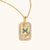 Moda Clásica Versátil Transfronteriza Europea y Americana Colgante Acero Inoxidable Chapado en 18K Goteo de Aceite Diamante Completo Constelación Cuadrado Colorido Collar