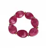 Pulseira Elástica Circular Spliced em Acrílico Gradiente Vermelho Rosa Estilo Europeu e Americano de Alta Qualidade Acessório de Mão Simples e Fashion para Mulheres