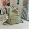 Mochila Pequeña Casual de Color Puro Punto Medio para Estudiantes Universitarias, Mochila de Corazón Linda y Versátil, Bolsa de Estudio y Tutoría para Estudiantes de Primaria