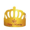 Chapéu de Aniversário Dobrável Embalado Individualmente Tamanho Ajustável Descartável Chapéu de Bolo de Aniversário Primeiro Aniversário Infantil Chapéu de Coroa para Adulto