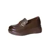 Mocasines retro de cuero suave con suela gruesa, nuevos zapatos de plataforma cómodos de punta redonda para mujer Otoño 2026