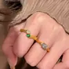Anillo de Bambú Cepillado con Diseño de Diamante Estilo Vintage para Mujer, Diseño Exquisito de Nicho, Anillo de Dedo Índice Versátil de Moda de Gama Alta