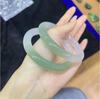 Pulsera redonda de ágata verde aceite con medio paisaje de calcedonia de hielo para mujer, pulsera de jade con ágata de agua y medio montaña, venta al por mayor