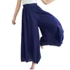 Pantalones Culotte de Lino y Algodón Lotte 2026 Estilo Mori Girl Color Sólido con Cintura Elástica, Pantalones Culotte Acampanados Estilo Étnico de 12 Colores