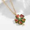 Collar Coreano Exquisito Estilo Ins Personalizado Incrustado con Pedrería Trébol de Cuatro Hojas para Mujer Cadena de Clavícula Simple Nicho Fresco Literario