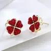 Pendientes Rotatorios de Trébol de Cuatro Hojas Personalizados de Celebridades de Internet para Mujer, Pendientes Nuevos de Moda Simples y Compactos, Accesorios de Oreja de Celebridades de Internet Coreanas