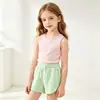 Pantalones cortos deportivos infantiles con cordón, pantalones cortos holgados y casuales para niñas, disponibles en tallas pequeña, mediana y grande, color liso, tacto de algodón, adecuados para usar como ropa exterior, estilo transfronterizo