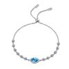 Pulseira Xindeyi em Prata Esterlina S925 com Moissanita Marquise Azul Safira, Design Ajustável e Simples