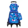Nueva Lindo Carrito Escolar para Estudiantes de Primaria Grados 3~6 Set de Tres Piezas de Dibujos Animados Mochila Escolar de Dos Ruedas Seis Ruedas para Niños Lista para la Venta